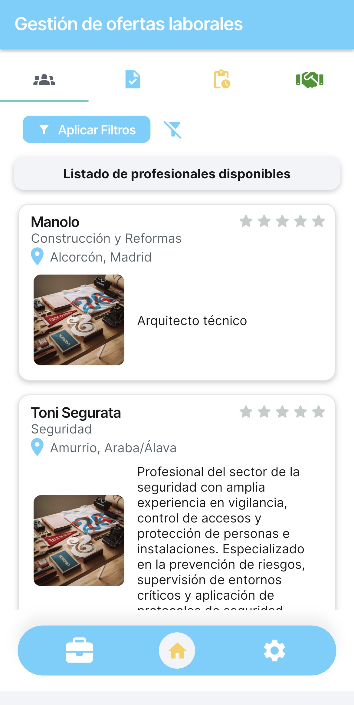 Empresas seleccionando profesionales en ConectaPRO